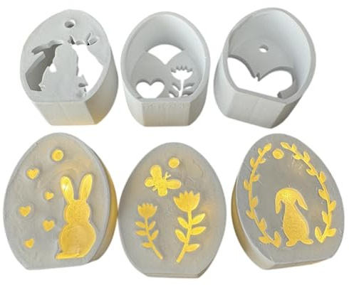 Stampo in silicone per uova di Pasqua, 6 cavità a forma di coniglio, ornamento pasquale, stampo in resina epossidica, stampo in silicone fatto in casa, per decorazioni natalizie, gesso, colla di