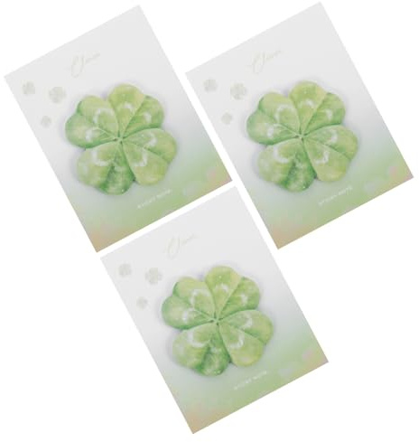 NUOBESTY 3 Stück Dekorative St Patrick'S Day Notizblöcke Mit Vierblättrigen Kleeblättern Kleine Notizblöcke Für Das Heimbüro Selbstklebende Abreißbare Für Die