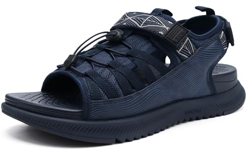 ONCAI Sandali Uomo, Sandali da Trekking con Suole Ortopediche e Supporto per l'Arco Plantare, Sport all'aperto, Estate, Blu, Taglia EU 43