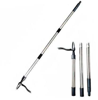 Outil de désherbage manuel, poignée en acier inoxydable et 4 griffes, convient pour les cueilleurs et pinces de jardin, A