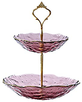GUTUYEHKEA Tiered Stand Tower 3 Tier Cake Stand, Nut Storage Containers Serving Platter with Non-Slip Bottom, 2 Tiered Glass Round Plates for Banquet Office Jewelry House, Tiered Tray Stand Dess