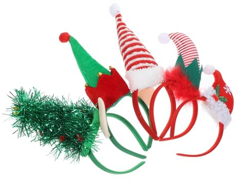 Anneome 5stücke Weihnachtsmütze Haarband Aus Hochwertigem Material Weihnachtsparty Haarband in Hutform Festival Kopfschmuck Für Kostümparty Weihnachtshaarband Mit Anpassbarer Struktur Geei