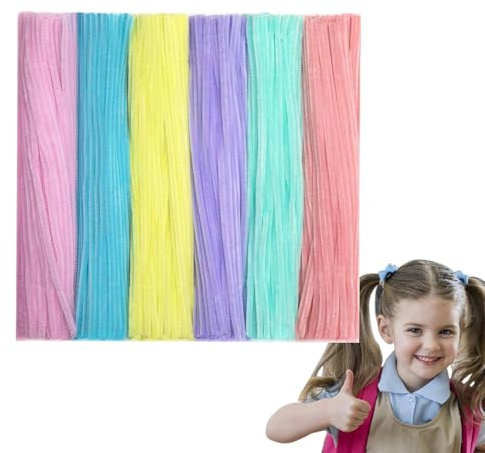 Limpiadores de pipas artesanales, tallos de chenilla,Suministros para manualidades con palitos borrosos | Juego de barras giratorias, limpiadores de tuberías con tallos de chenilla para manualidades,