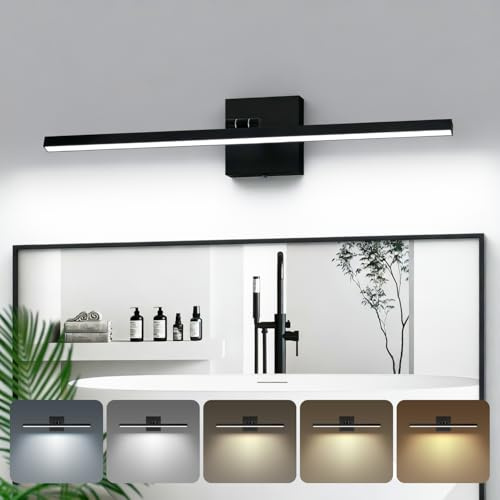 Morden Vanity Lights, Black Bathroom Light Fixtures LED Lighting Bar, 5CCT&Dimmable Bath Wall Lamp, Rotatable 24IN Vanity Fixture Over Mirror-ETL Certified, Ideal Gift for Housewarming & Holiday