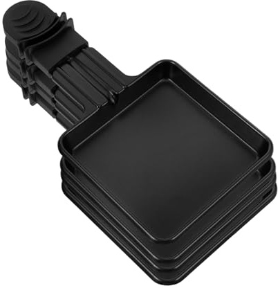 BAZEITFLOW 4 pièces Poêlons Raclette Carrés Inox avec Poignée Anti-brûlure Mini Moules Cuisson Barbecue pour Fromage Fondu et Grillades Accessoires Cuisine Pratiques