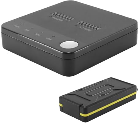 ACOLY Duplicador M.2 NVME/SATA, clonador de SSD, clonación sin conexión de doble bahía, carcasa SSD M.2 sin herramientas, adaptador USB C, escritura/lectura con conexión a PC.