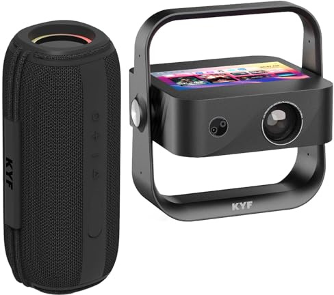 Vidéoprojecteur Ultra HD 4K 8000 Lumens, Tablette Android 12 7 Pouces, Enceinte Bluetooth 60W, Système Audio Stéréo, Écran jusqu'à 250 Pouces, Wi-FI 6, Noir