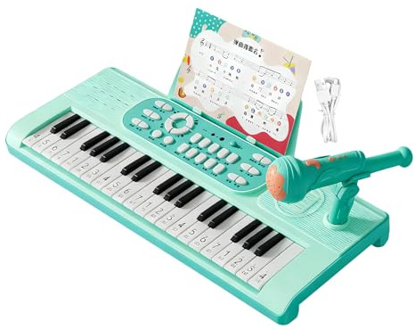 Tastiera per pianoforte | Strumento musicale a 37 tasti di apprendimento ricaricabile con microfono, tastiera per 2 modalità di gioco, per ragazzi e ragazze, regali di Natale e compleanno