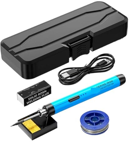 Fer à souder, Kit de fer à souder électrique sans fil, mini outil soudage intelligent température réglable,pour réparation d'appareils électroménagers(Blue)