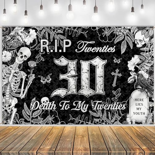Rip Twenties 30 Geburtstag Deko Banner (Schwarz Weiß)