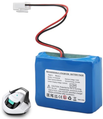 10,8 V 3000 mAh Batería de Repuesto, Compatible con el Robot Limpiafondos Aiper SE Scuba SE (X1), Batería para Aspiradoras Inalámbricas