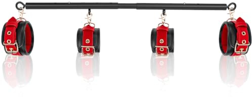 Stainless Steel Spreader Bar with 4 pcs PU Cushioned Straps for Yoga, Pilates, Fitness Training.