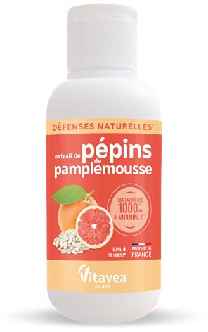 Vitavea - Extrait de Pépin de Pamplemousse 50ml et Vitamine C - Booste les défenses naturelles - Forte concentration en bioflavonoïdes - Complément alimentaire Immunité - 50 jours - Fabriqué en France