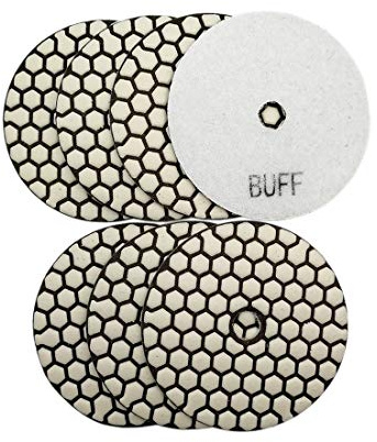 SHDIATOOL Diamante Lucidatura Pad 7 Pezzi 100mm White Buff per Lucidare a Secco Marmo Granito Pietra Ceramica