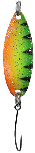 Alomejor Trout Spoons Fishing Trout Lures Trout Blinkers Trout Baits Artificial Lures for Spin-fishing Trout Char and Perch (Orange Green Panther)