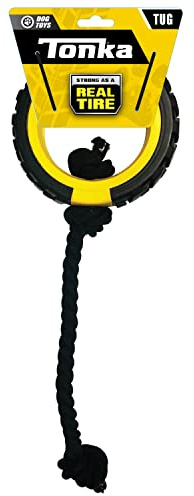 Nerf Dog Mega Tread rep dragleksak hundleksak, lätt, hållbar och vattentålig, 38 cm, för M/L raser, enkel enhet, gul/svart