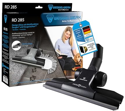 Wessel-Werk RD 285 Staubsauger Design-Düse | Multifunktionsdüse | Saugen, Saug-Wischen und Tierhaarentfernung | für Hartboden und Teppich | inkl. Mopp und Tierhaaraufsatz | passend von 32-38mm