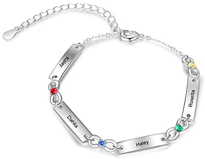 Lam Hub Fong Personalisierte Damen Unendlichkeit Armband mit Gravur 1-6 Name Verstellbare Mutter Tochter Armbänder Geschenk für Muttertag Geburtstag Weihnachten