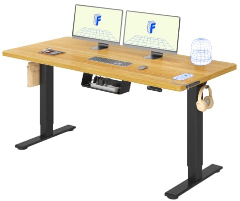 FLEXISPOT Höhenverstellbarer Schreibtisch elektrisch, Doppelmotor 140x80 cm | 25 mm einteilige Tischplatte, Kabelmanagement&Memory-Funktion, ergonomischer Büro-&Computertisch, elektrisch höhenverstellbar