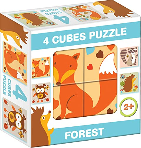 Würfel Puzzle Bilderwürfel 4-TLG. Kinderpuzzle Wald Waldtiere