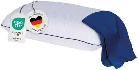Reisekissen Memory Foam, kleines ergonomisches Reise Nackenkissen 40x25x10 | Kleines Kopfkissen für Reisen im Flugzeug, Auto, Zug, Hotel & Camping, Reisekissen Nackenstütze, aufrollbar, orthopädisch