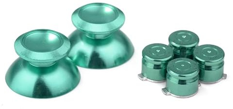 eXtremeRate Aluminum Ersatz Thumbsticks Joysticks & Separat Metall Bullet Tasten kompatibel mit ps4 Controller Aller Modelle Ersatzknöpfe Buttons Ersatzteile kompatibel mit ps3 Controller-Grün