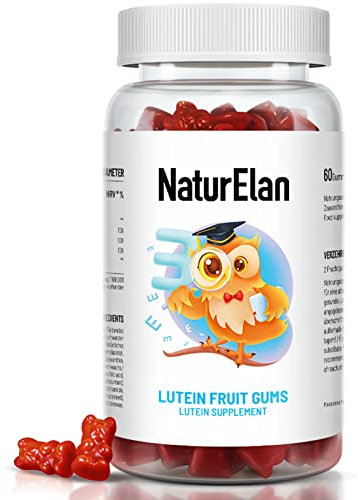 NaturElan Augenvitamine - Lutein Zeaxanthin Hochdosiert Gummibärchen - 60ST, 20 mg Lutein, 4 mg Zeaxanthin jede 2st, Augen Vitamine, Ohne Unerwünschte Zusatzstoffe, In Deutschland Produziert