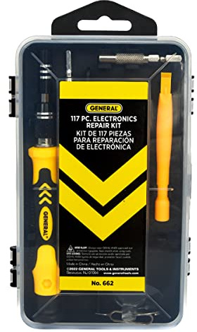 General Tools 117 Piece Precision Screwdriver Set and Electronics Repair Kit - Computer Tool Kit and PC Accessories for iPhone iPod, iPad, Tablet, and Laptop