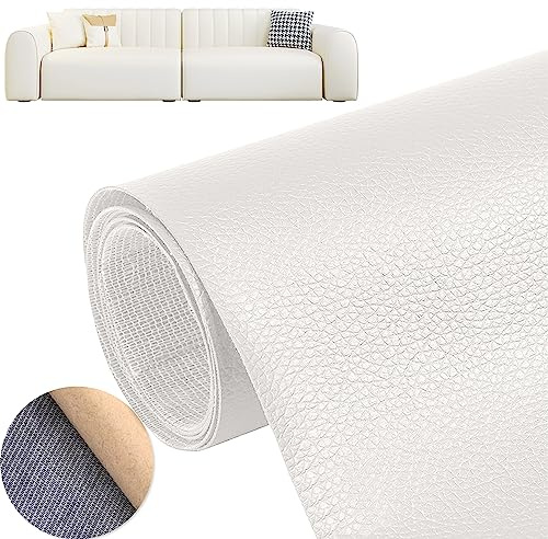 Lederflicken, selbstklebend, für Sofas, Möbel, Autositze, 50 x 137 cm (weiß)