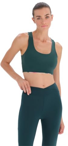 Dagi Women's Sleeveless U-Neck Slim Fit Sports Bra, Dark Green, L