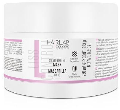 SALERM - Mascarilla Alisadora Pelo - Mascarilla Lisos Hair Lab - 250 ml - Alisado Perfecto para Cabello Rebelde - Queratina Hidrolizada y Aceite de Coco - Protector de Calor para el Pelo - Anti Frizz