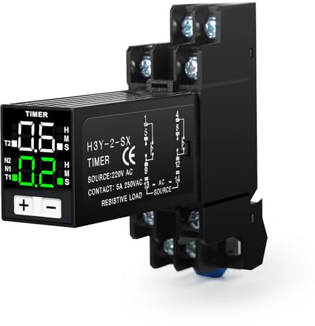 DEWIN Relais 230V, Digital Zeitrelais 0,1s -99h Zykluszeitsteuerungsverzögerer Relais Zeitschalter mit Sockel Zeitschaltuhr 2 offener 2 geschlossener Funktion AC 220V