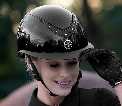 Interapi Fairplay ridhjälm Apoleus Shiny Black med strass, storlek: 55–57