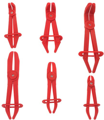 6pcs Hose Clamp Pliers, Straight & 90 Angled Hose Pinch Off Pliers, Plastic Line Clamp Pliers Set for Fuel Hoses, Gas Lines, Radiator, Coolant Hoses, Brake Hoses