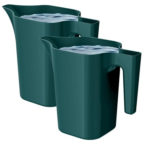PECZEKO Regadera de 1,8 litros para casa y jardín – de plástico resistente – Regadera para fácil riego de flores, plantas y plantas de interior, juego de 2 (2 unidades), color verde