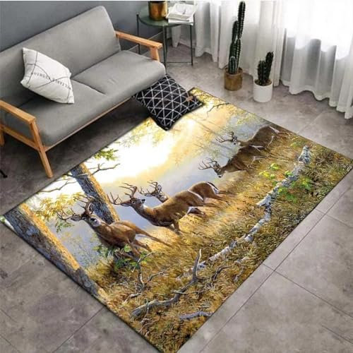 Bettvorleger 3D-Illusionsteppich Kleiner Teppich Wildtier Elch Teppich,Schlafzimmerteppich,Jungenteppiche Für Schlafzimmer,Wohnzimmerteppich 100 X 150 Cm / 39.37 X 59.05 - Leicht Zu Reinigen -8V8E2F