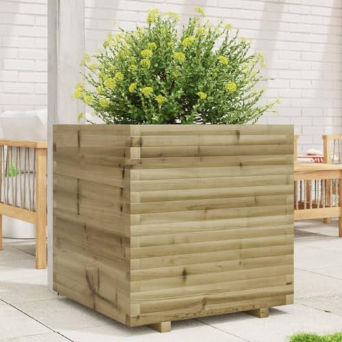 Homgoday Fioriera Grigliato per Giardino, Fioriera da Giardino 70x70x72 cm in Legno di Pino Impregnato, Fioriera Grigliato per Giardino, Fioriera da Esterno,Fioriera Balcone