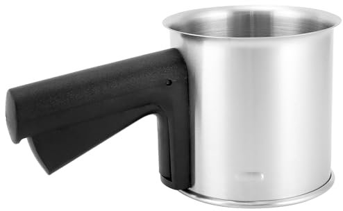 QWORK 3 Cup Stainless Steel Flour Sifter with Ergonomic One-Hand Press Crank, Double Fine Mesh