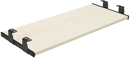 FIX&EASY Tastaturauszug Up&Down, Tastaturablage 800X300mm ahorn Dekor, Auszugschienen mit Einrastfunktion höhenverstellbar schwarz 300mm, Set Ablage und Auszug mit Verriegelung für Tastatur Maus