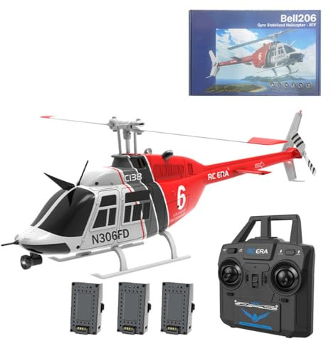 C138 RC Hubschrauber mit Kamera, 1/30 2.4G 6CH 6G/3D Flips Ferngesteuerter Militär Helikopter Flugzeug Spielzeug mit 6-Achsen-Gyro, Altitude Hold Und Optischer Flusspositionierung (Rot (3 Batterien))