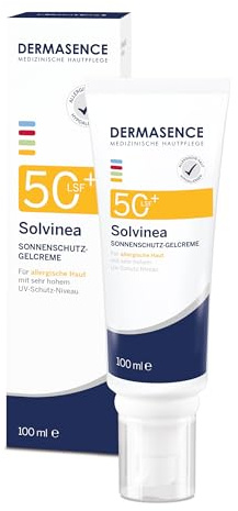 DERMASENCE Solvinea Sonnenschutz-Gelcreme LSF 50+, 100 ml | Ölfreie Gelcreme LSF 50+ für allergische Haut und Mallorca-Akne, hypoallergen, schnell einziehend, für Kinder, vegan