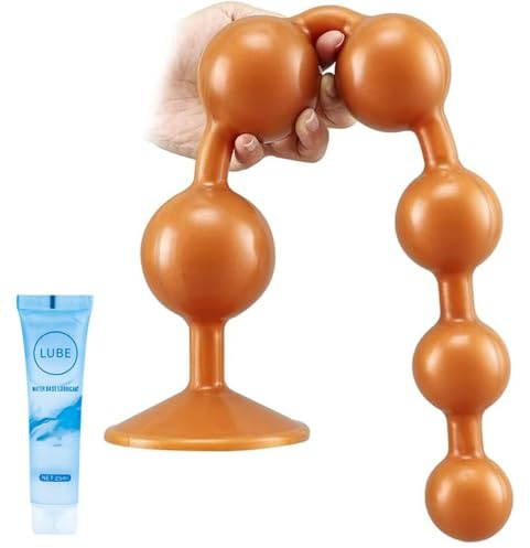 17in Super Long Anal Plug Dildo, Flexible Liquid Silicone Butt Plug Vaginal Anus Dilator Prostate Massage Stimulation Adult Erotic Sex Toys for Women Men - Gold