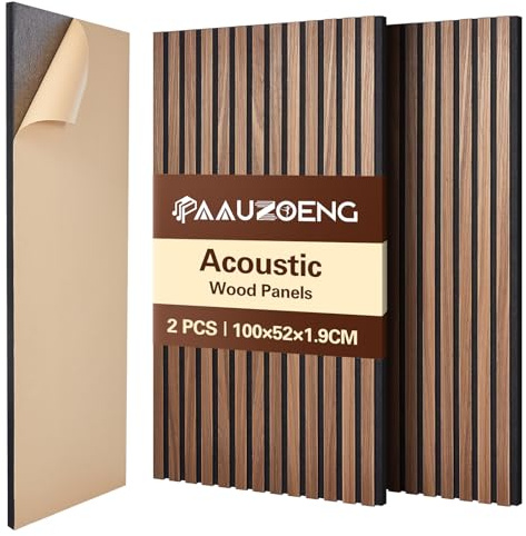 ​​Akustikpaneele Selbstklebend 2er Set 100x52cm, Schalldämmung Echoreduzierung Wandpaneele aus Holzfurnier - akustikpaneele holz für Wanddekoration Wohnzimmer, Büro & Home Office​​