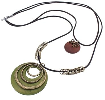 pilyero Damhalsband av Läder, Träsmycke, Träkedja, Bohemiskt Långt Halsband av Trä och Metall för Dammode med Tröja, Trenchcoat, Långt Tröjhalsband för Herrar