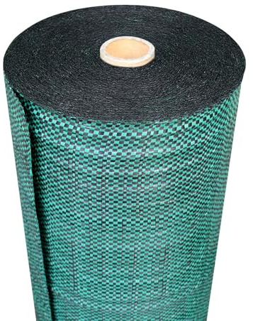 Toile de paillage tissée 130g/m² - Rouleau - Géotextile Anti-Mauvaises Herbes Haute résistance - Coloris Vert - Usage Jardin, allées, Cultures (1,05x50m)