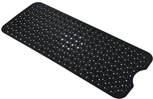 100 x 40 cm Badematte Rutschschutz, Badezimmer Badewanne Matten für Wanne, Maschinenwaschbare Duschmatte für Kinder und Ältere (schwarz)