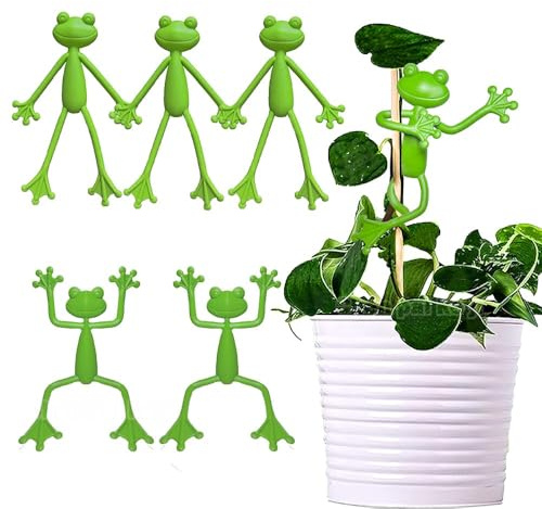 Lot de 5 Clips Plantes grimpantes Grenouille Support Plante décoratif réutilisable Attache Plante Verte pour Pot Balcon intérieur extérieur drôle décoration Jardin tuteur Plastique pour tiges