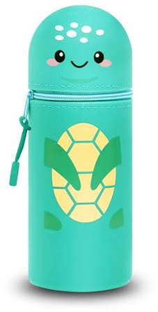 DGTSYAL 2-in-1 Weiche Federmäppchen - Kawaii mäppchen, Silikontasche, Stand Up Federmäppchen, Tier Stifthalter Bleistifttasche Mädchen Junge (Schildkröte)