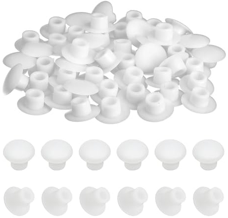 Koprek 600 Pcs 5mm Drill Hole Cover Caps, Round Plastic Hole Plugs, White Screw Caps, Easy Install Button Plugs, for Drill Holes Nail Holes and Screw Holes of Furniture, Cabinets and Desks