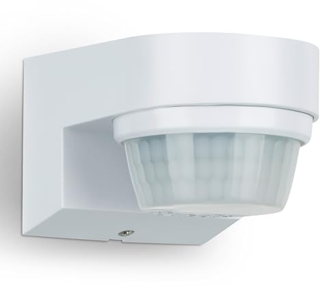 SEBSON PIR Sensor Outdoor IP65, Wall Surface-mounted, Programmable, Motion Sensor 240°, Range 8-14m (adjustable), LED Lights Compatible, 3-Wire